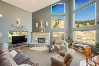 View of the entire valley  Gas fireplace
