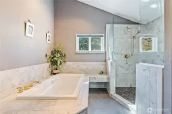Primary spa like bathroom