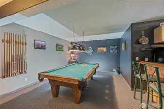 Billiards room, pool table stays