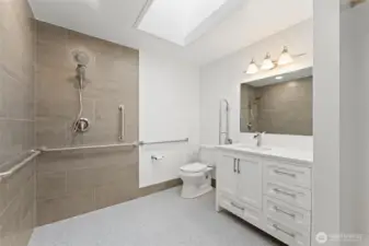 Walk in shower in main bath