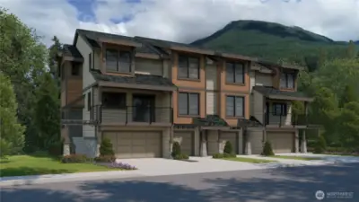 Building 18 exterior rendering for marketing purposes only. Colors and features may vary.