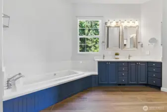 The primary bathroom has been beautifully remodeled