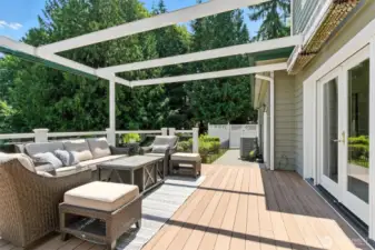 The deck has a custom shade system, (the system is in excellent condition, the shades are worn, the Seller has a quote for replacing the fabric if the new homeowners want to invest in shades)