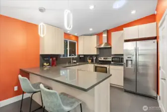 Kitchen has eating space.