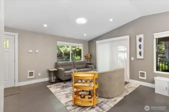 Upstairs living space with access to deck.