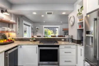 Higher end appliances and plenty of storage.