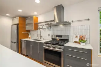 Sleek Kitchen Featuring Gas Luxury Range