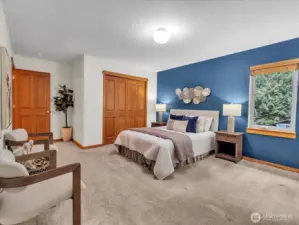 Primary Bedroom is situated on the SE corner of the home.