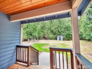 Covered deck off the kitchen, perfect for barbecuing even if it's raining.