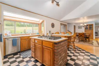 Center island with propane cook top for the chef of the home.
