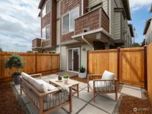 Private, low-maintenance, cozy patio, fully fenced