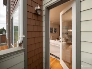 Cozy balcony out of the living room with territorial views