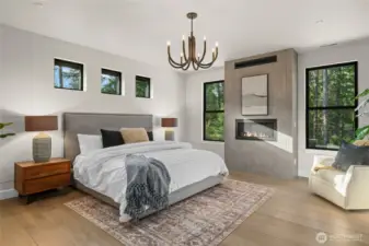 Primary suite with cozy fireplace.