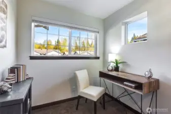 Flexible loft space for office, study area, reading nook.