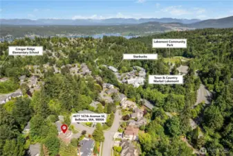 Home is within walking distance of so many great areas. Here is a drone shot showing the points of interest near this well located home.
