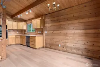 The dining area off the kitchen.  The kitchen has solid wood cabinetry.