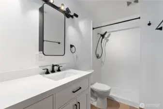 Fully remodeled bathroom on lower level. Large spacious shower.