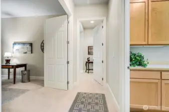 There is a study and/or office area next to primary bedroom