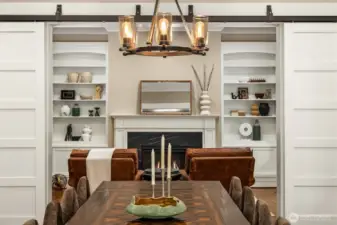 Sliding doors to separate the Den from the Dining area when needed.