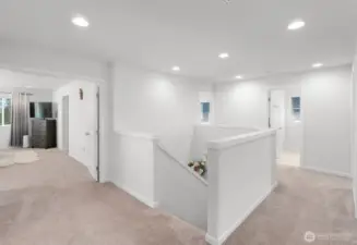Upstairs you'll find a bright and open landing with French doors leading to the Primary Suite + 3 additional bedrooms, a bonus room, and laundry room!