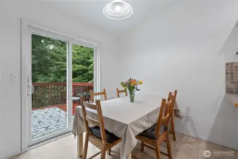 Breakfast table that leads to large deck
