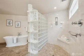 . . . with spa-like walk-in glass block shower