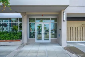 Lobby entrance and secure garage