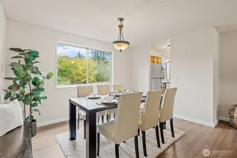 The formal dining room is right off the kitchen for easy access when entertaining and is also open to the living room. This is a great space for friends and family to gather.