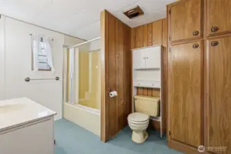 This is the super spacious guest bathroom.