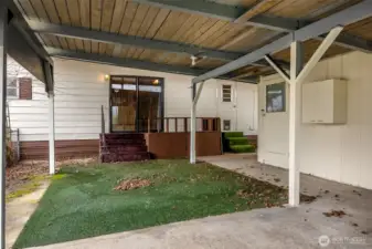 The carport area.