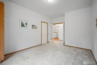 Third bedroom has a smaller closet and frosted glass for privacy.