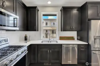 Beautiful dark wood cabinates