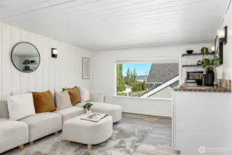 Lake Washington and Seattle Skyline views from second living room picture window