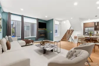 Virtually staged living area