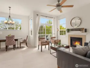 High ceilings and an open concept layout