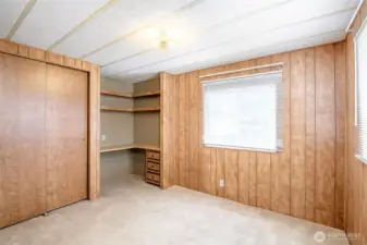 Big secondary bedroom with built-in desk!