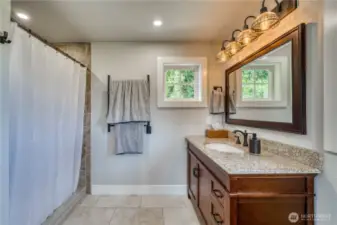 The large shower in the primary bath, the towel racks are heated, that is a nice feature.