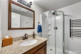 The 3/4 upstairs guest bath.
