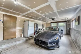 The one car attached garage, there also has additional storage space.