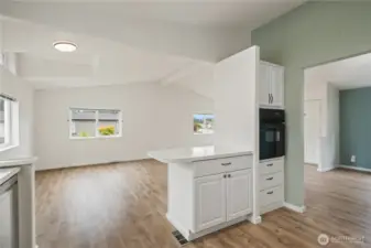 Easy access from kitchen to living room and dining room