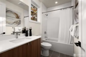 Attached full bath to bedroom.