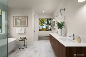Radiant heated floors.