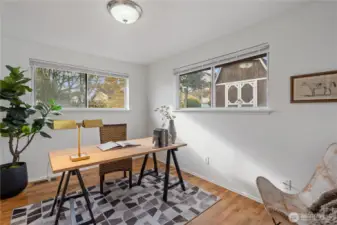 At the end of the hallway is Bedroom #3 with dual vinyl windows with all new blinds looking out to the side and backyard.
