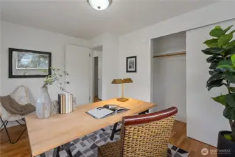 Another view of Bedroom #3 showing the bedroom closet and entryway.