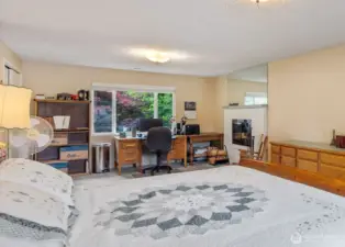 Fireplace and room for office or seating area