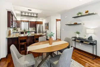 Dining space is between kitchen and living room.
