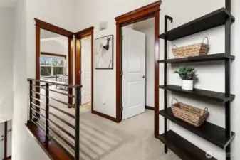 Upstairs hallway between the 2 bedrooms.