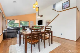 The stairs to the right lead up to a bedroom suite with 3/4 bathroom and walk-in closet.