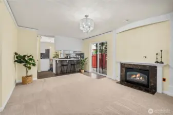From here, you can see the seamless connection between the family room, kitchen, and outdoor patio. The open flow makes this space perfect for gatherings both inside and out.