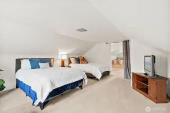 Upstairs the bedroom is HUGE!